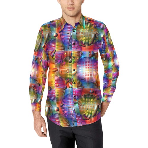 Disco popart by Nico Bielow Men's All Over Print Casual Dress Shirt (Model T61)