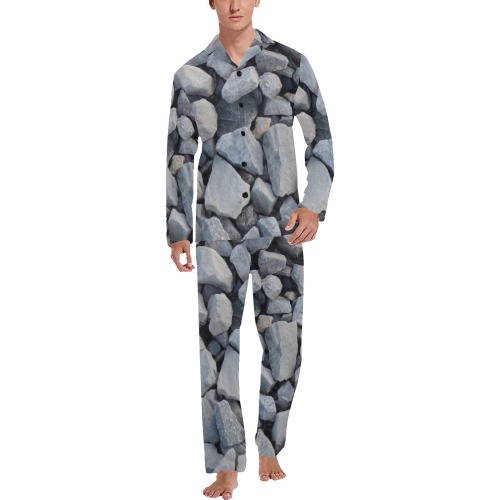 Gravel Men's V-Neck Long Pajama Set