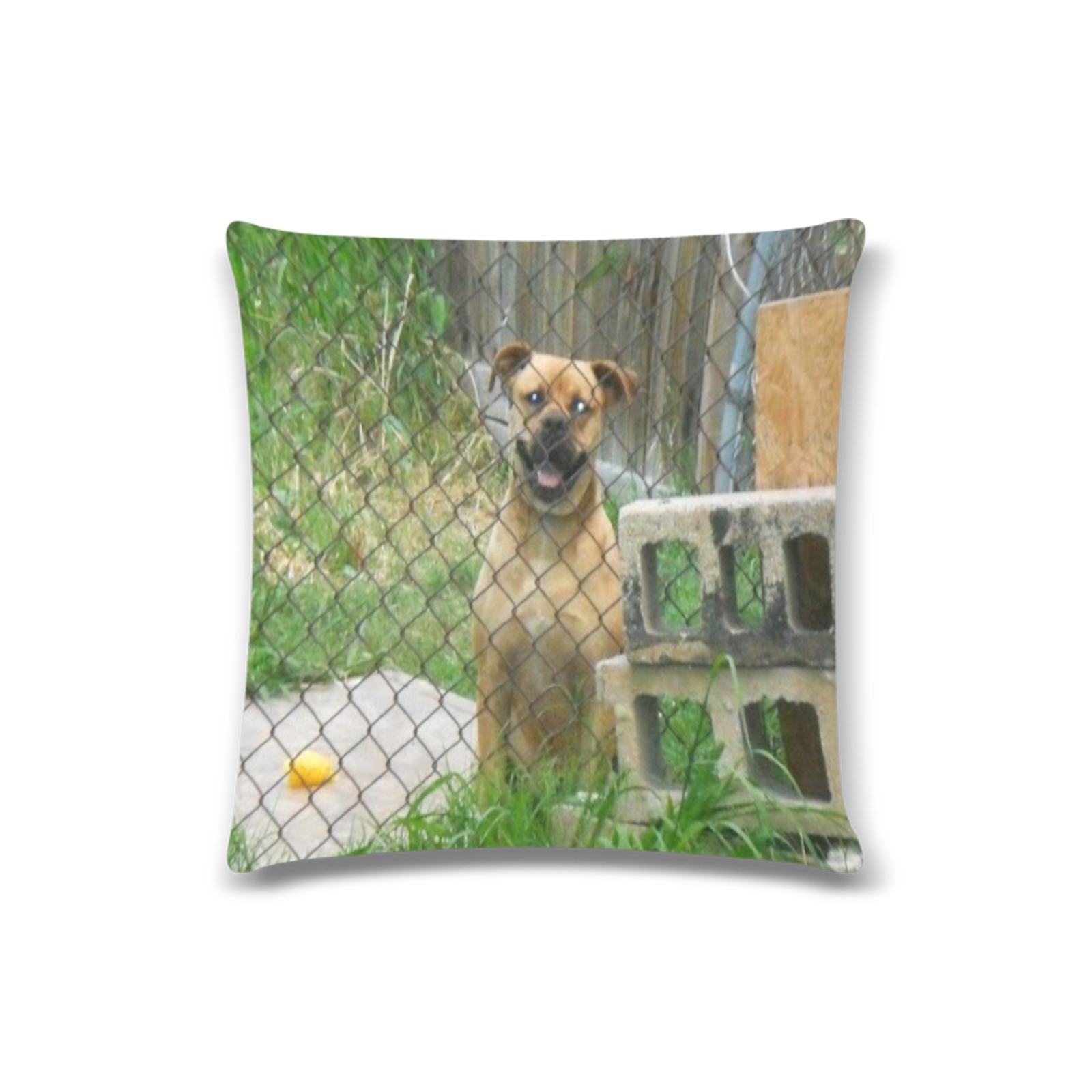 A Smiling Dog Custom Zippered Pillow Case 16"x16"(Twin Sides)