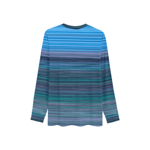 Abstract Blue Horizontal Stripes Men's Pajama Top with Custom Cuff
