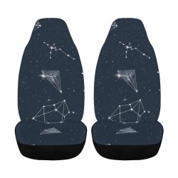 Navy Stellar Geometry - Dark Blue Constellation Aesthetic Car Seat Cover Airbag Compatible (Set of 2)