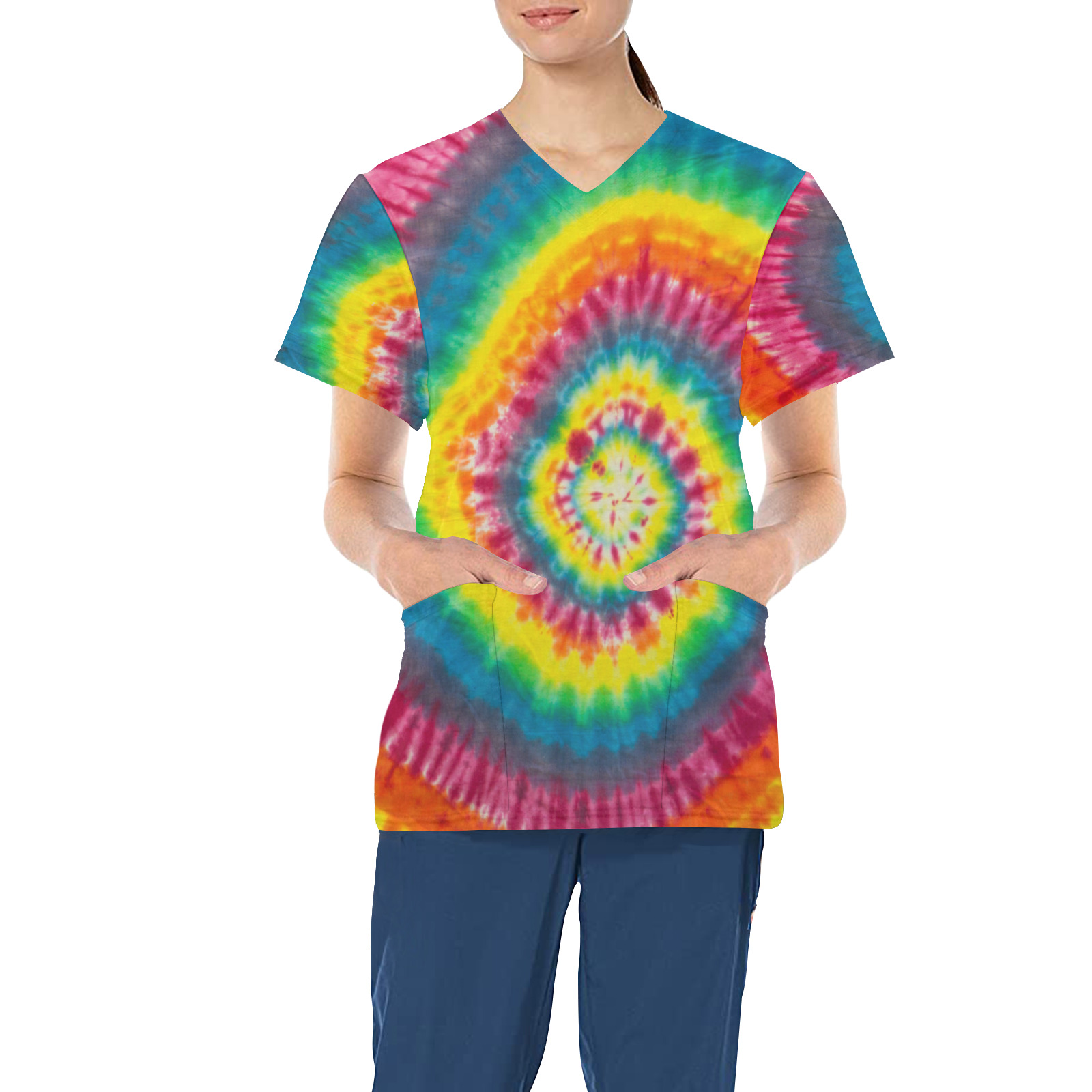 Hippy Tye Dye Rainbow Rainbow Children's Ward All Over Print Scrub Top