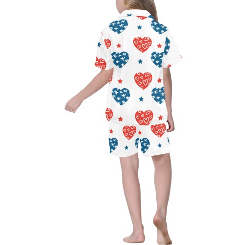 USA Hearts 2 Big Girls' V-Neck Short Pajama Set