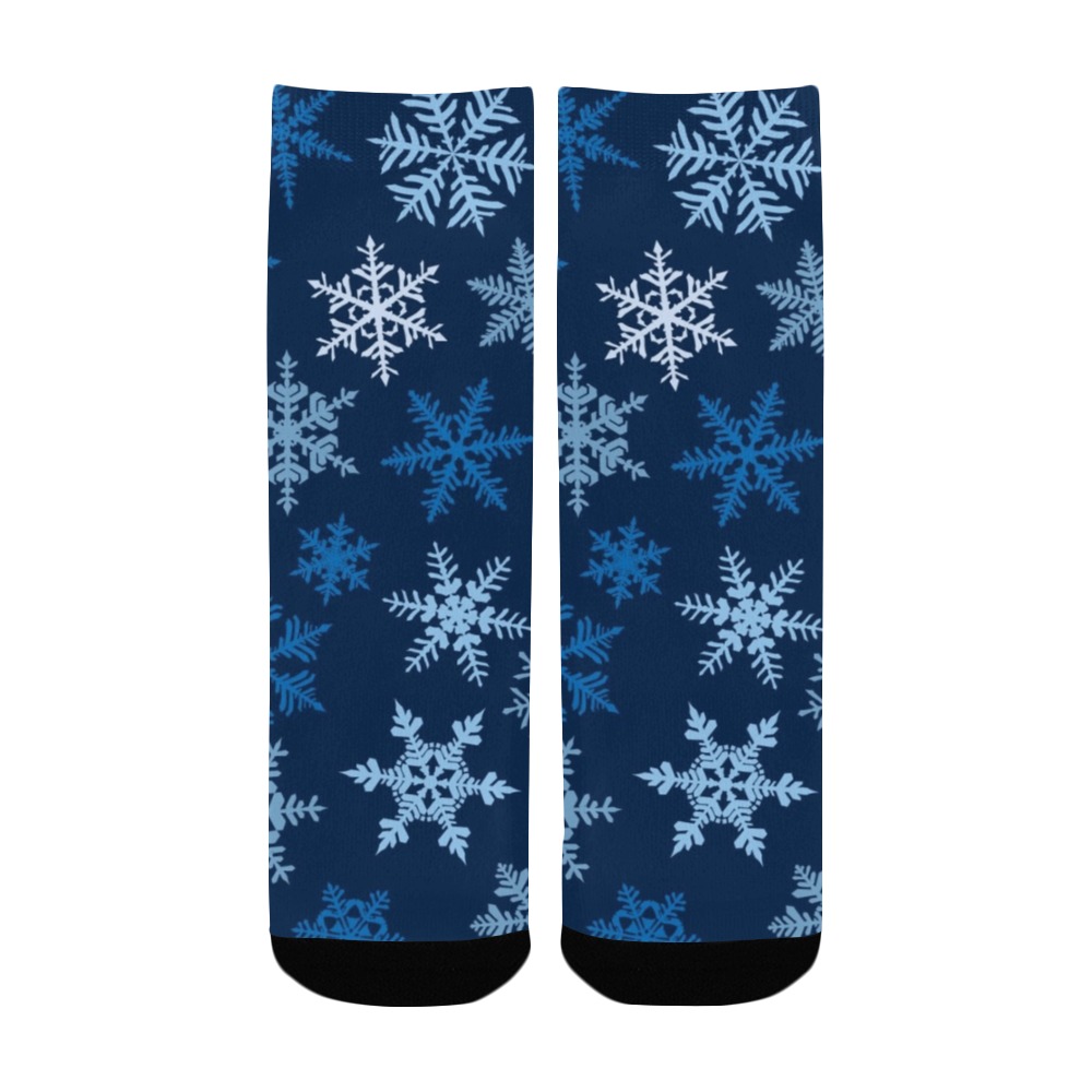 Snowflakes - Blue Kids' Custom Socks