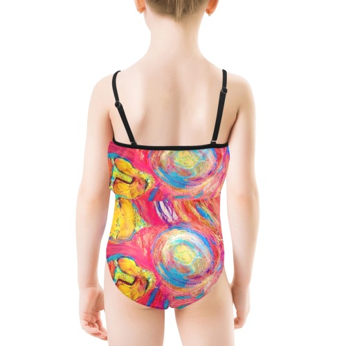 Spring Pink Collection Kids' Spaghetti Strap Ruffle Swimsuit (Model S26)