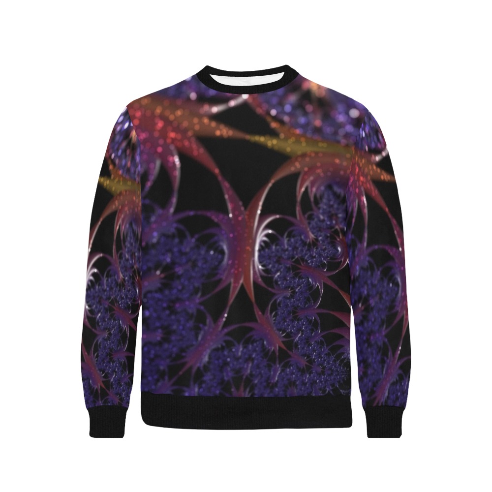 Fractal Men's Rib Cuff Crew Neck Sweatshirt (Model H34)