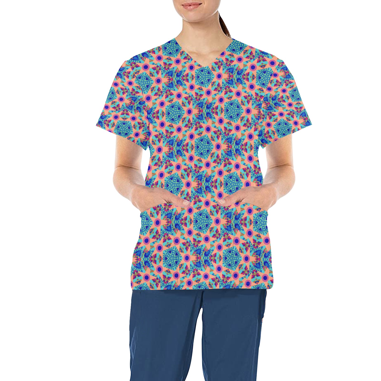 Pink Solars All Over Print Scrub Top