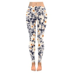 BW tropical floral Women's Low Rise Leggings (Invisible Stitch) (Model L05)