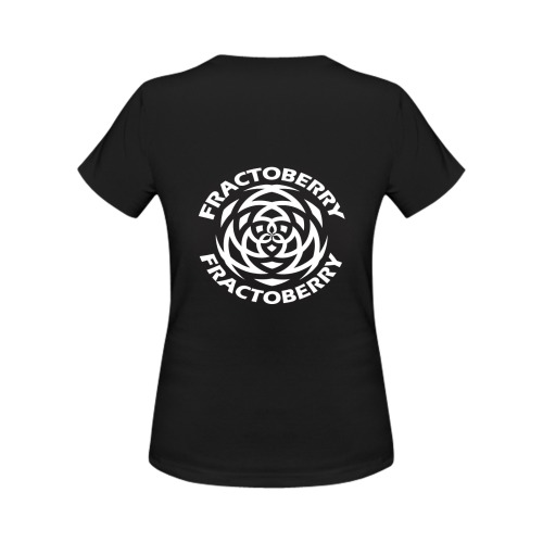 FRACTOBERRY BLACK AND WHITE LOGO HI RES BLACK T-SHIRT Women's T-Shirt in USA Size (Two Sides Printing)