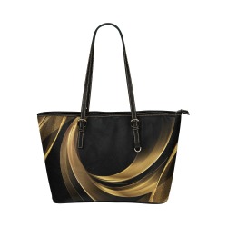 Black Leather Tote Gold Swirl Leather Tote Bag/Large (Model 1651)