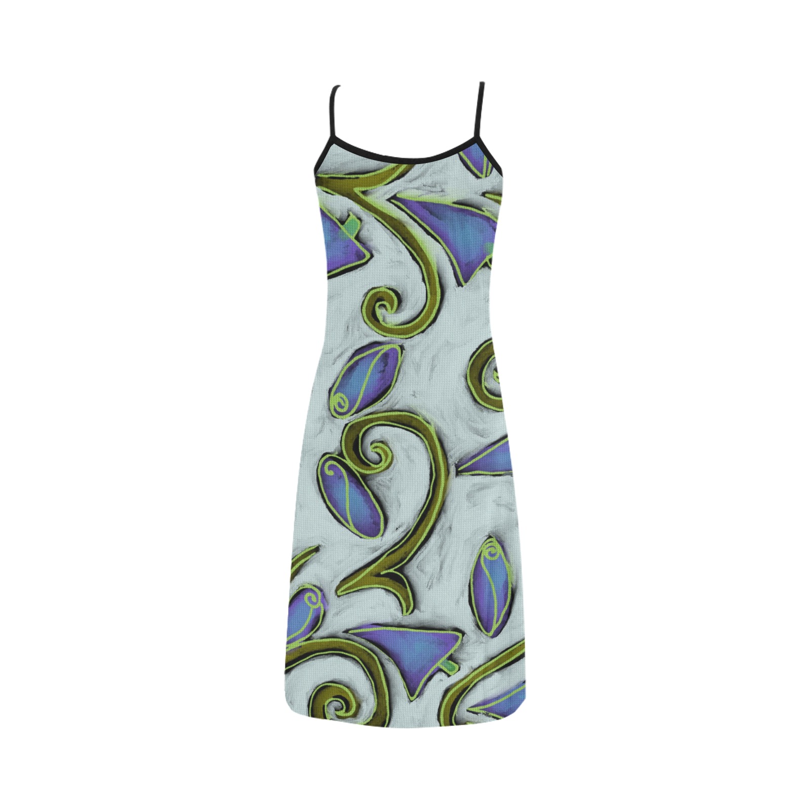 Funky Flowers Abstract Art to Wear Alcestis Slip Dress (Model D05)