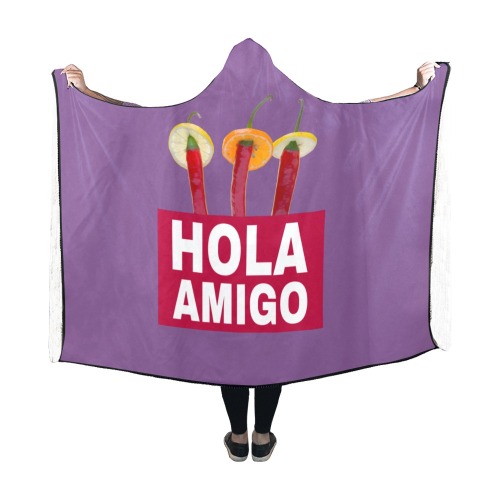 Hola Amigo Three Red Chili Peppers Friend Funny Hooded Blanket 60''x50''
