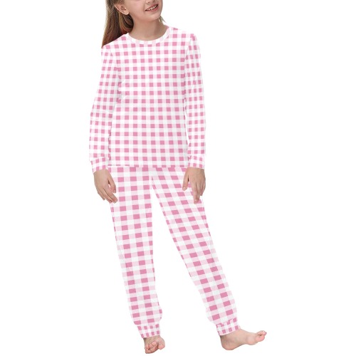 Petal Pink Gingham Kids' All Over Print Pajama Set