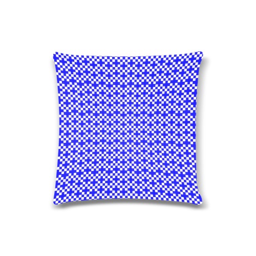 tinysquaresblue-white Custom Zippered Pillow Case 16"x16"(Twin Sides)