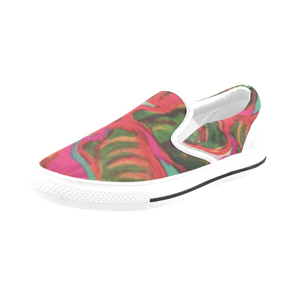 Pink Leaves Collection Women's Slip-on Canvas Shoes (Model 019)
