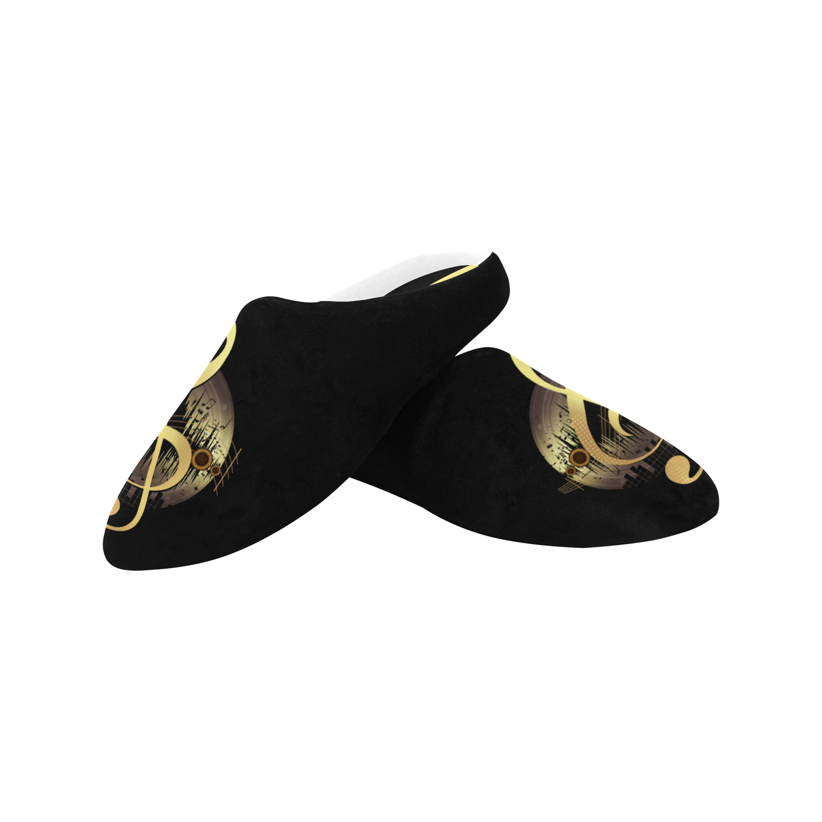 Delightful Tune - Gold Women's Non-Slip Cotton Slippers (Model 0602)