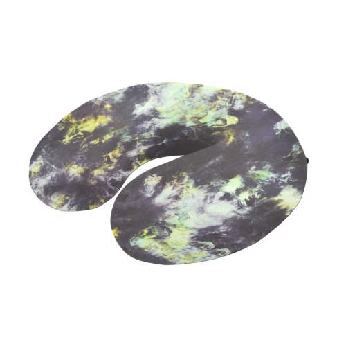 Green and black colorful marbling U-Shape Travel Pillow
