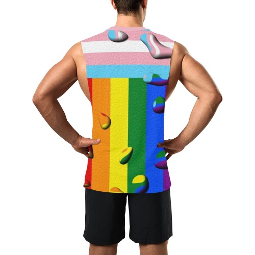 Transgender Pride Flag Pop Art by Nico Bielow Men's Open Sides Workout Tank Top (Model T72)