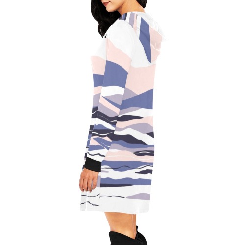 Modern abstract landscape of strokes-1 All Over Print Hoodie Mini Dress (Model H27)