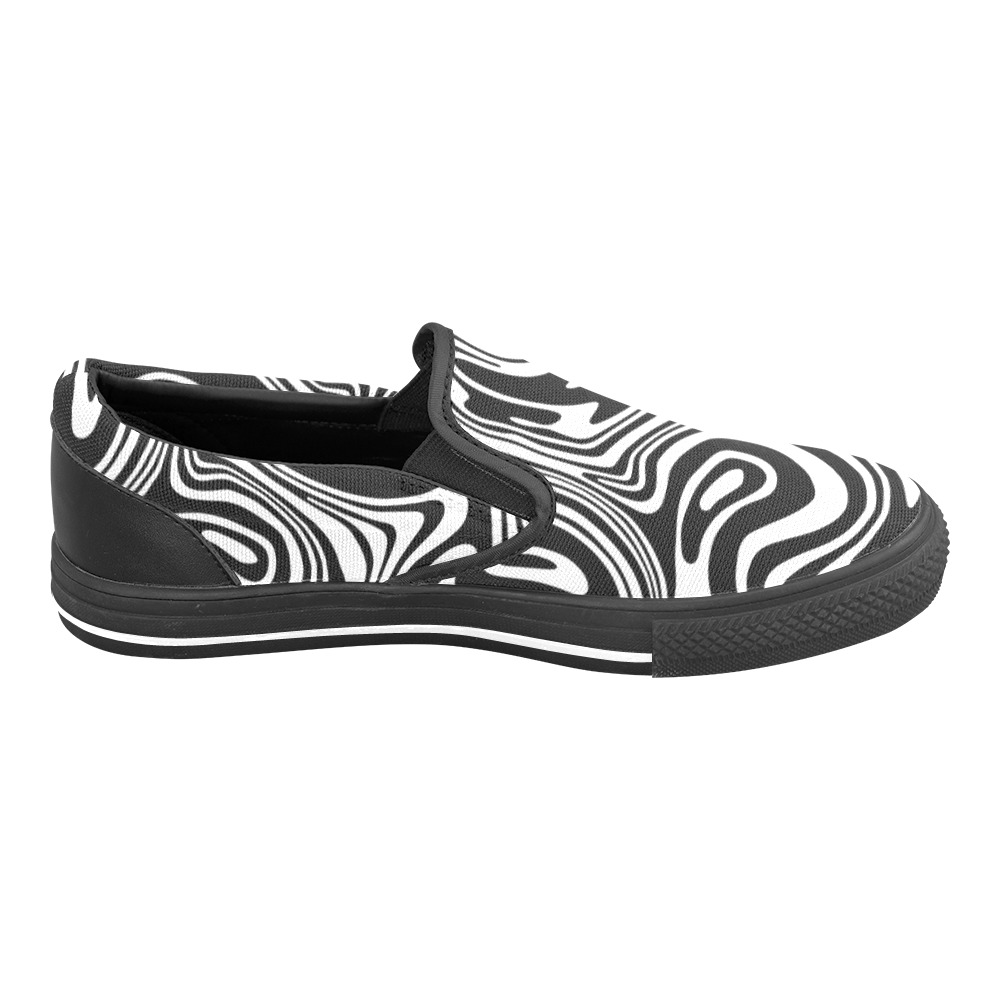 Black and White Marble Women's Slip-on Canvas Shoes (Model 019)