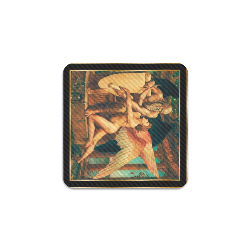 First Remastered Version of The Roll of Fate by Walter Crane Square Coaster