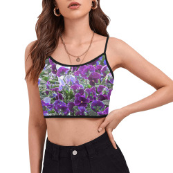 Field Of Purple Flowers 8420 Women's Spaghetti Strap Crop Top (Model T67)