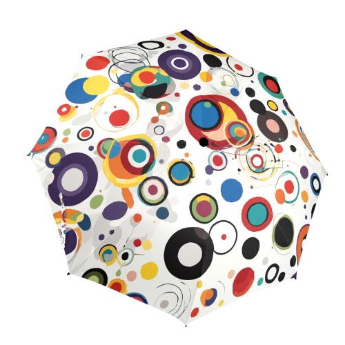 Colorful round shapes on white background art. Semi-Automatic Foldable Umbrella (Model U12)
