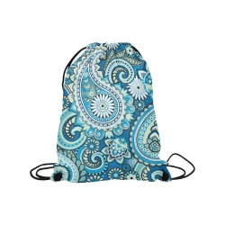 Beautiful Vintage Paisley Blue Medium Drawstring Bag Model 1604 (Twin Sides) 13.8"(W) * 18.1"(H)