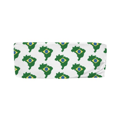 Brazil Map Flags Chest Wrap Bikini Top (Model S36)