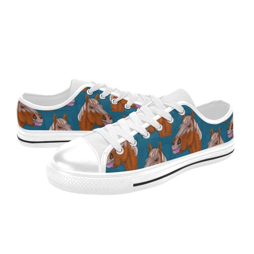 Funny horse head Low Top Canvas Shoes for Kid (Model 018)