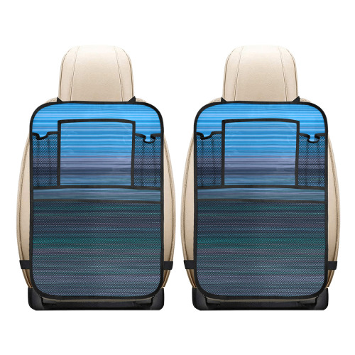 Abstract Blue Horizontal Stripes Car Seat Back Organizer (2-Pack)