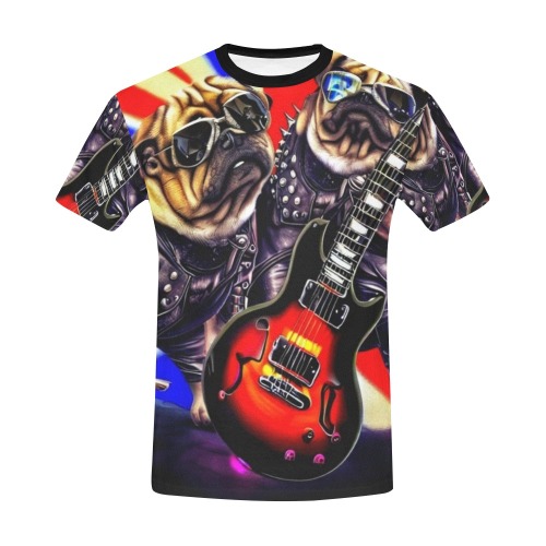 HEAVY ROCK PUG 3 All Over Print T-Shirt for Men (USA Size) (Model T40)