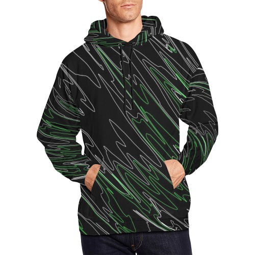 Marbled Black Green All Over Print Hoodie for Men (USA Size) (Model H13)