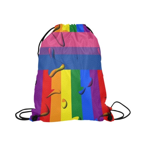 Bisexual Pride Flag Pop Art by Nico Bielow Large Drawstring Bag Model 1604 (Twin Sides)  16.5"(W) * 19.3"(H)