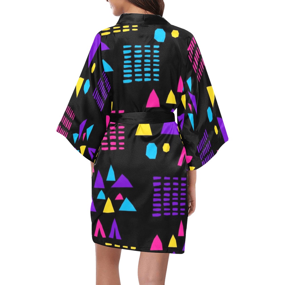 Geometric Color Blocks Kimono Robe