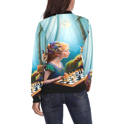 The Call of the Game 6_vectorized All Over Print Bomber Jacket for Women (Model H36)