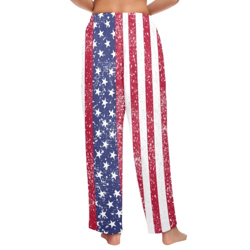 American Flag Distressed Women's Pajama Trousers without Pockets