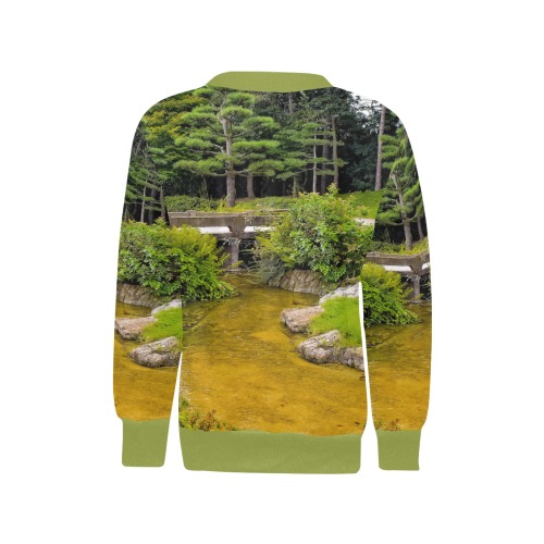 Japanese garden Girls' All Over Print Crew Neck Sweater (Model H49)