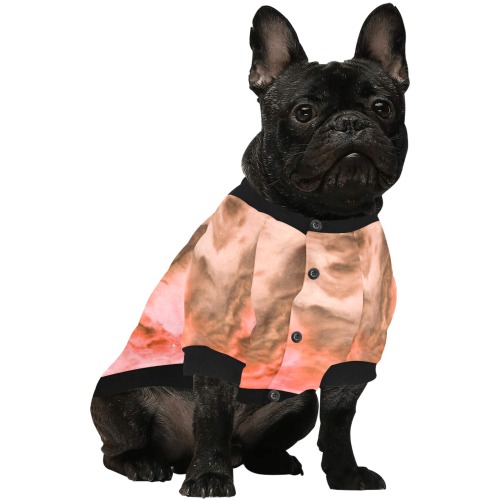 Pink marbled space 01 Pet Dog Round Neck Shirt