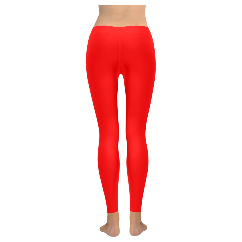 Merry Christmas Red Solid Color Women's Low Rise Leggings (Invisible Stitch) (Model L05)