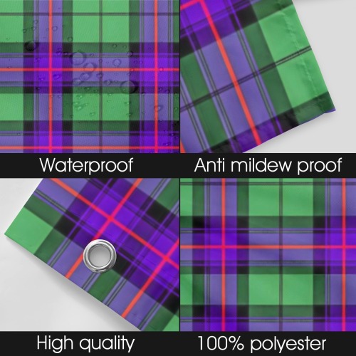 Plaid-Green Purple Pink Shower Curtain Shower Curtain 72" x 72"