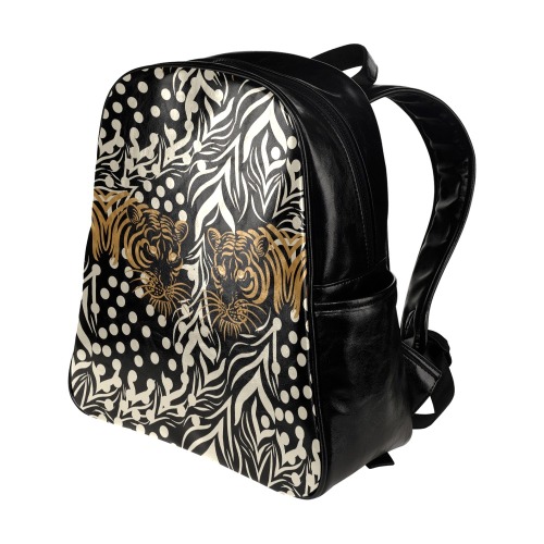 Wild abstract tiger 01A Multi-Pockets Backpack (Model 1636)