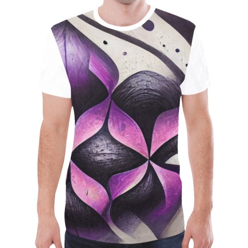purple and cream pattern New All Over Print T-shirt for Men (Model T45)