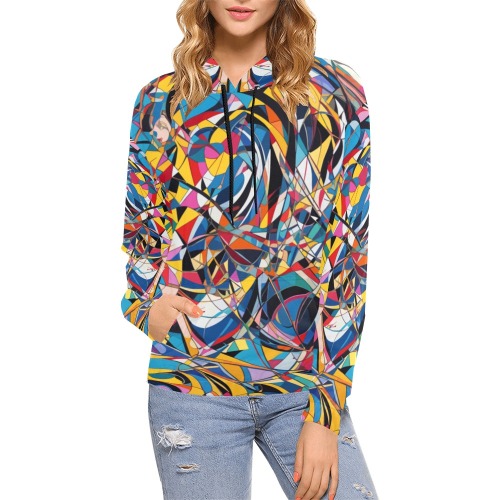 Geometrical whirlpool. Colorful abstract art. All Over Print Hoodie for Women (USA Size) (Model H13)