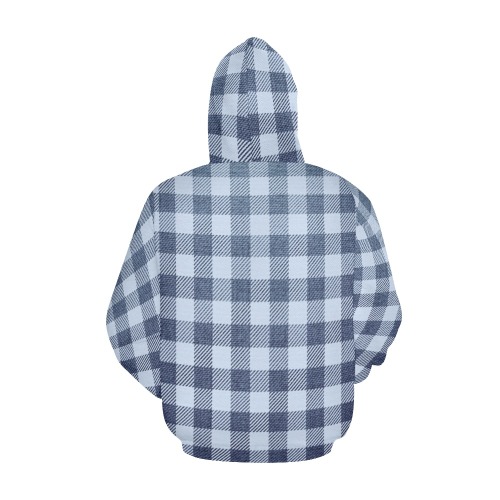Pastel Blue Plaid All Over Print Hoodie for Men (USA Size) (Model H13)