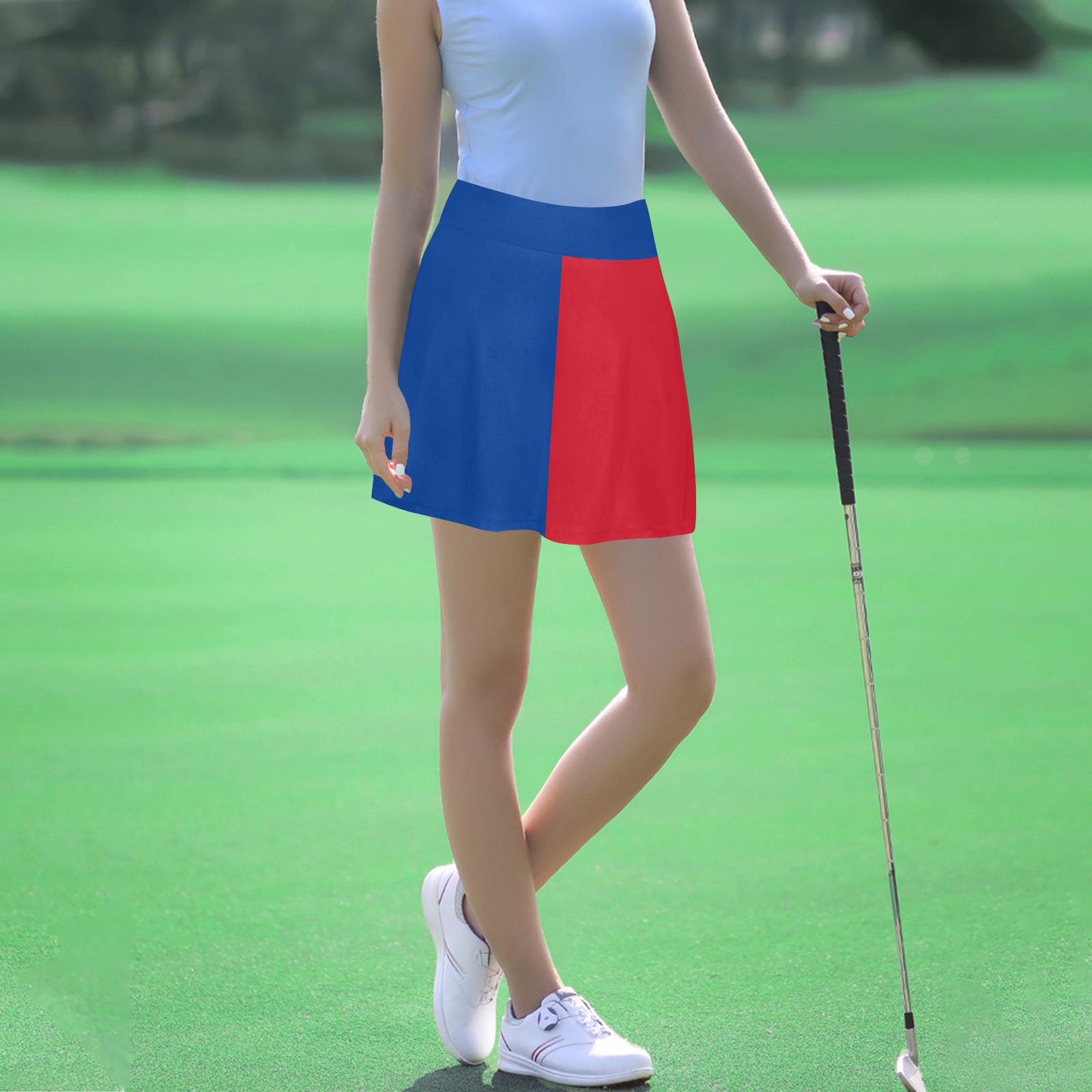 Blue and Red Women's Athletic Skirt (Model D64)