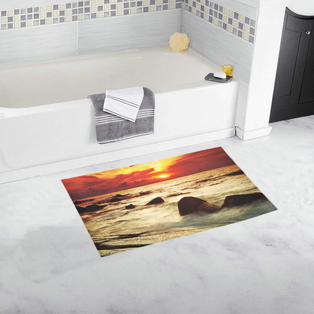 Tropical sunset on the stones beach. Phuket island. Thailand bathmat Bath Rug 16''x 28''