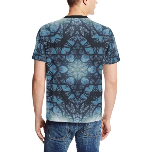 lighted tree Men's All Over Print T-Shirt (Solid Color Neck) (Model T63)