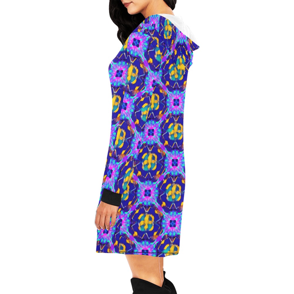Webster All Over Print Hoodie Mini Dress (Model H27)