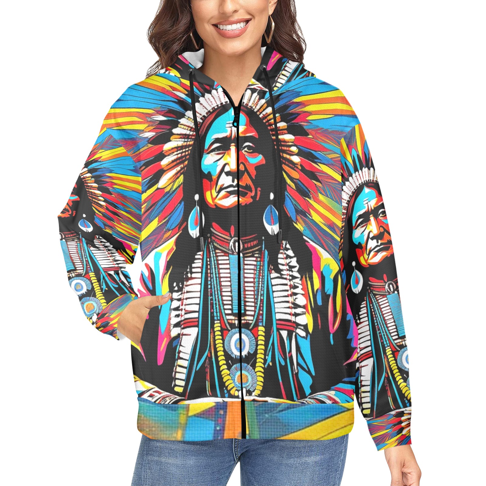AMERICAN HERITAGE 11 Women's Fleece Full-Zip Hoodie (Model H60)